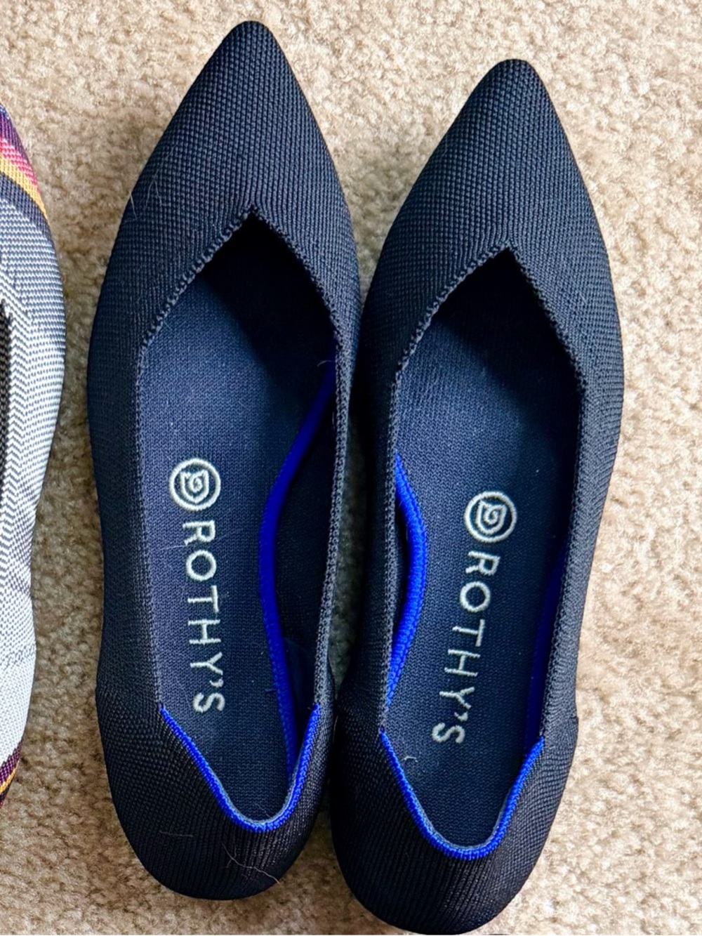 Rothy's Black Pointed Toe Knit Flats
